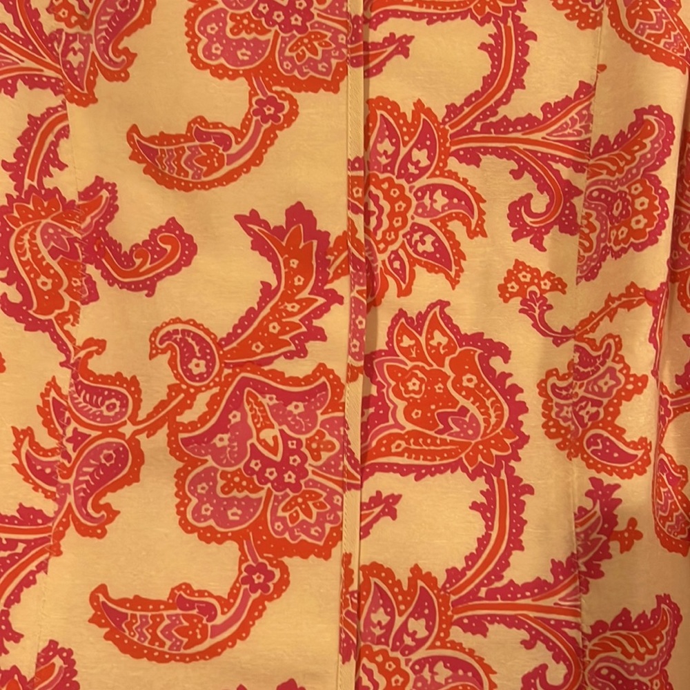 Sigrid Olsen cream w/pink and orange paisley and floral jacket - Picture 3 of 11
